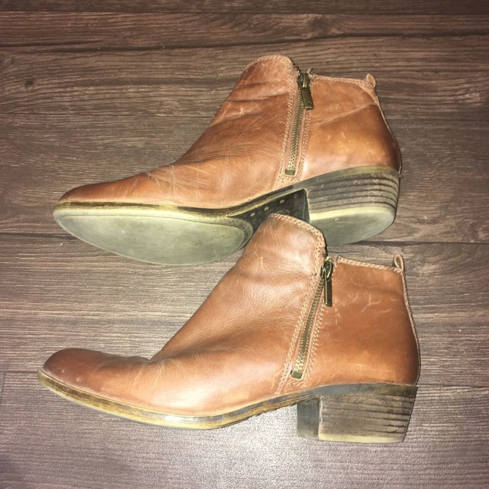 Lucky Brand Basel double zipper soft leather brown booties